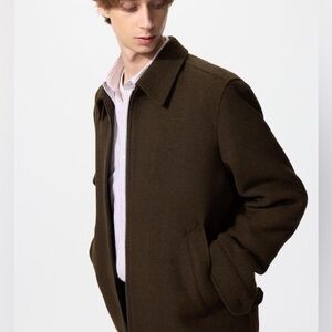 UNIQLO Single Collar Short Jacket - Dark Green/Black - Men’s Size M